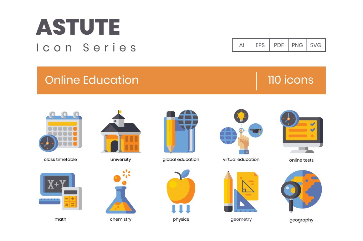 110 Online Education Icons