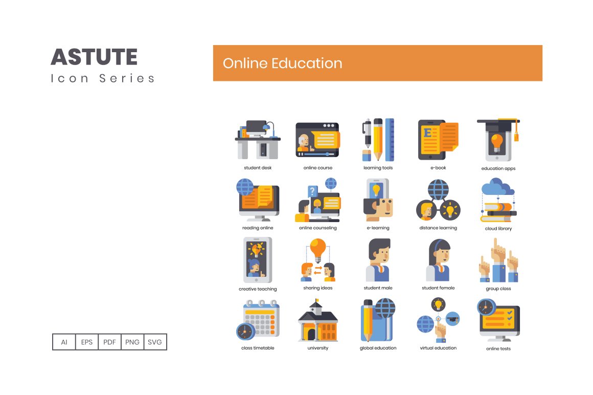 110 Online Education Icons