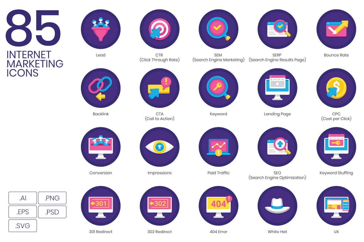 85 Internet Marketing Icons
