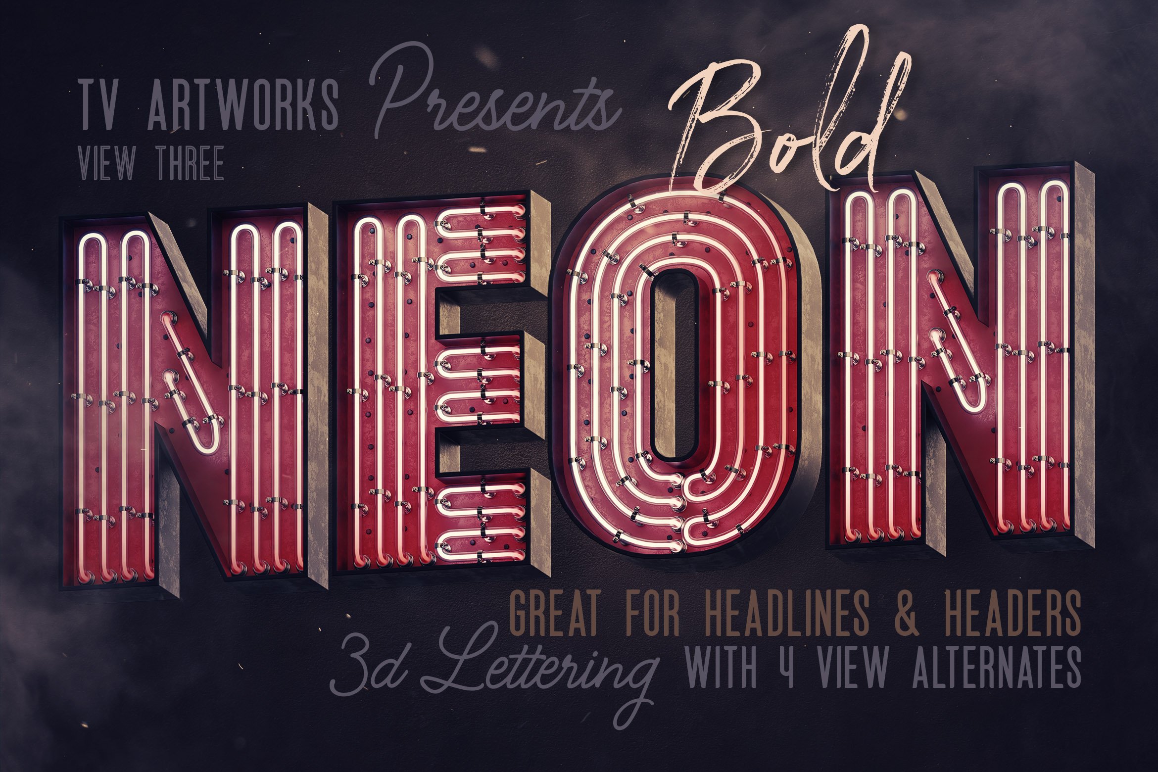 Bold Neon 3D Lettering