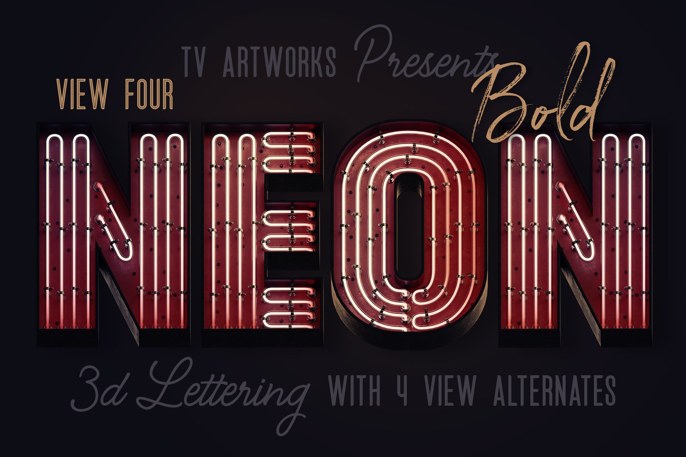 Bold Neon 3D Lettering