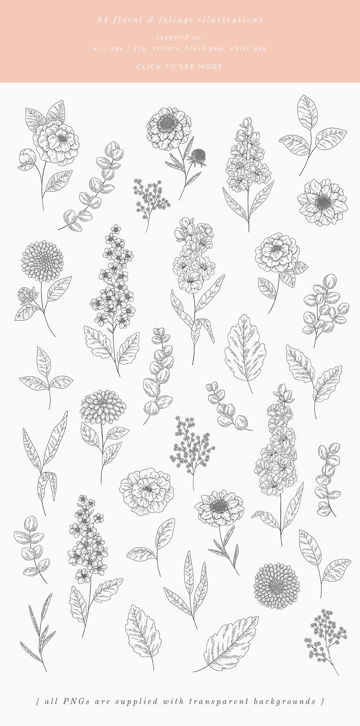 Bouquets Florals Vector Illustrations - Design Cuts