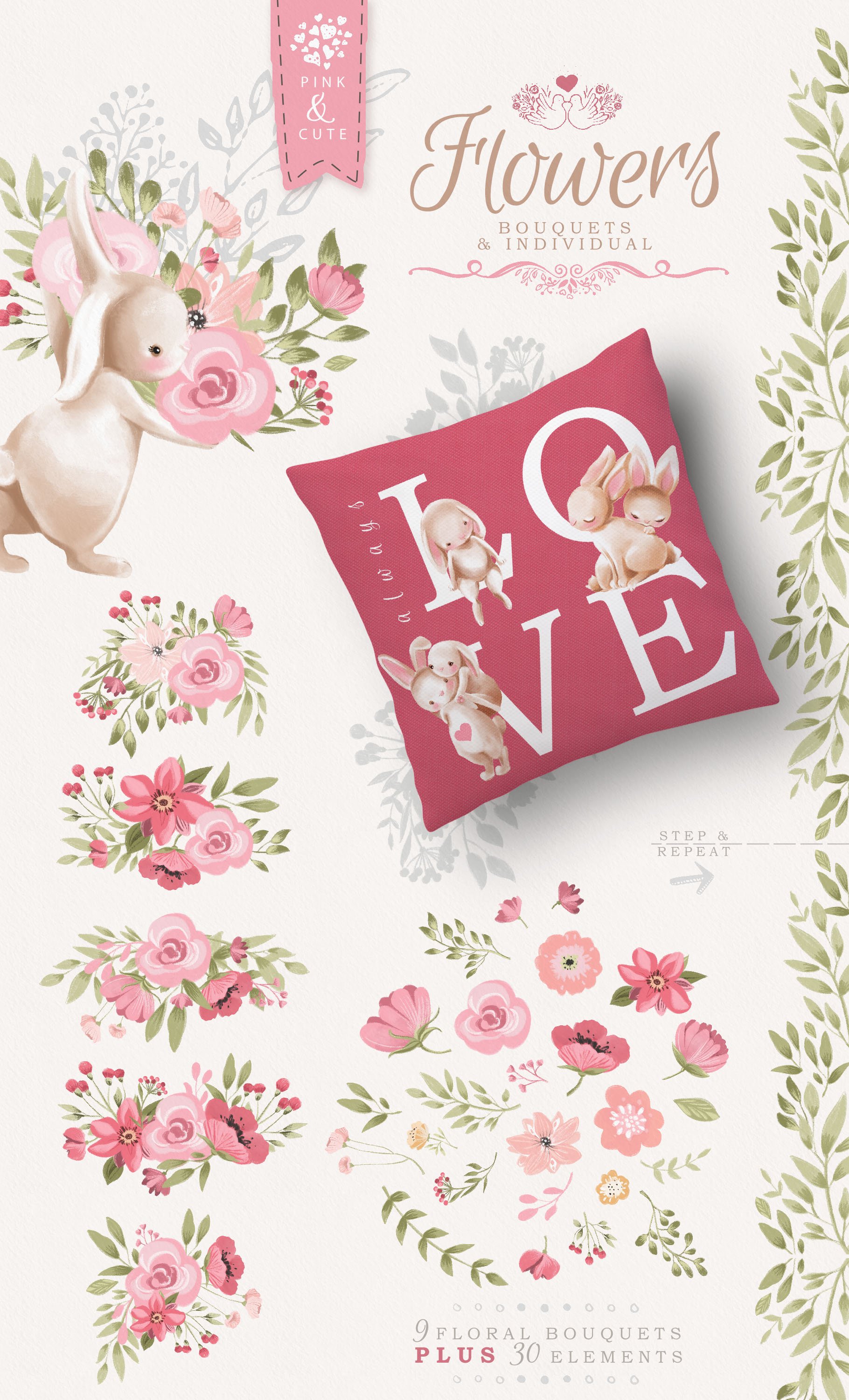 Bunnies in Love Clipart Set