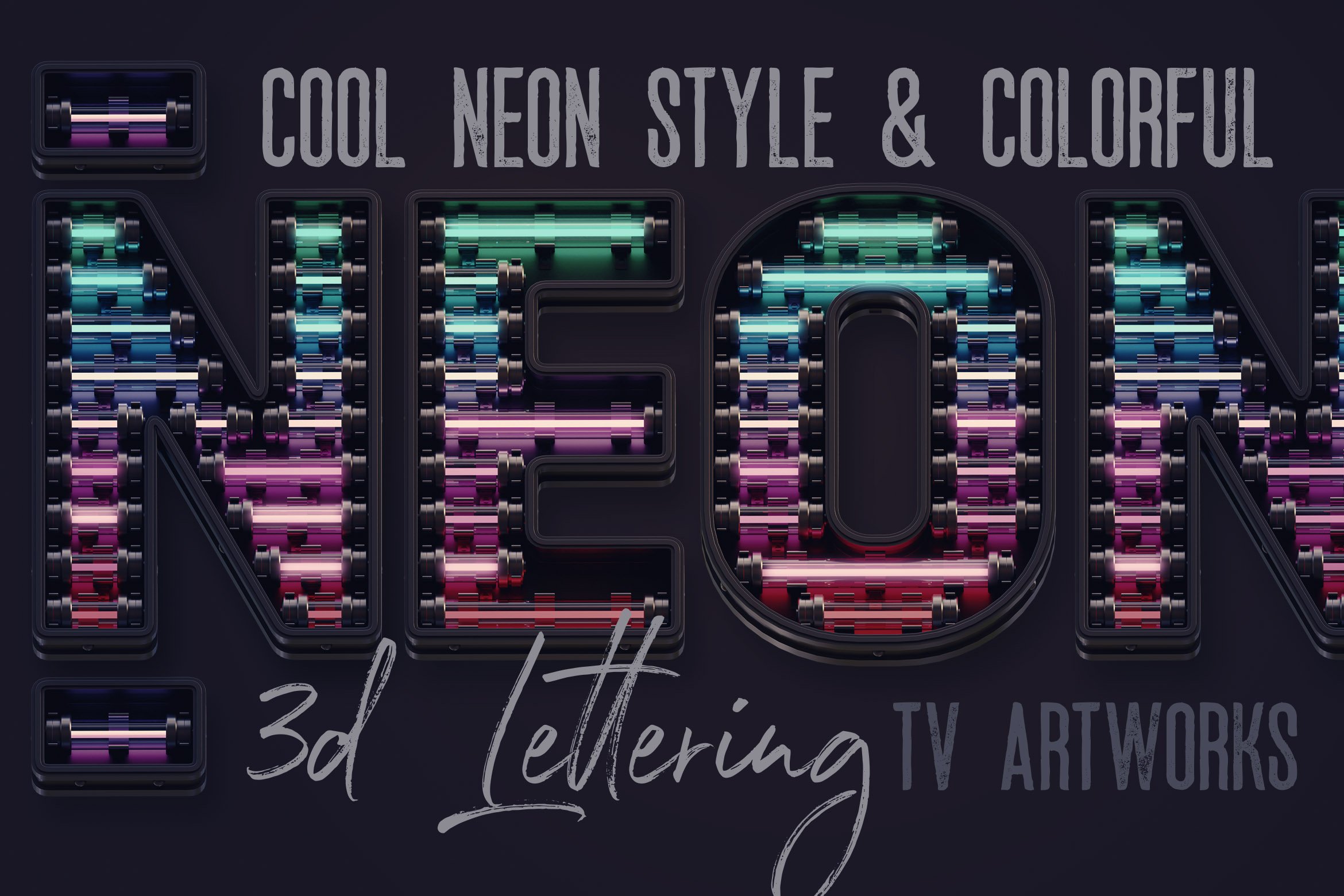 Colorful Neon 3D Lettering