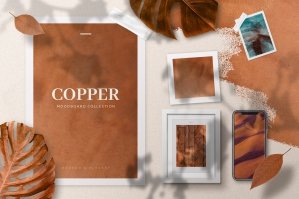 Copper Realistic Moodboard Mockups