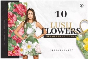 Lush Flowers - Seamless Patterns