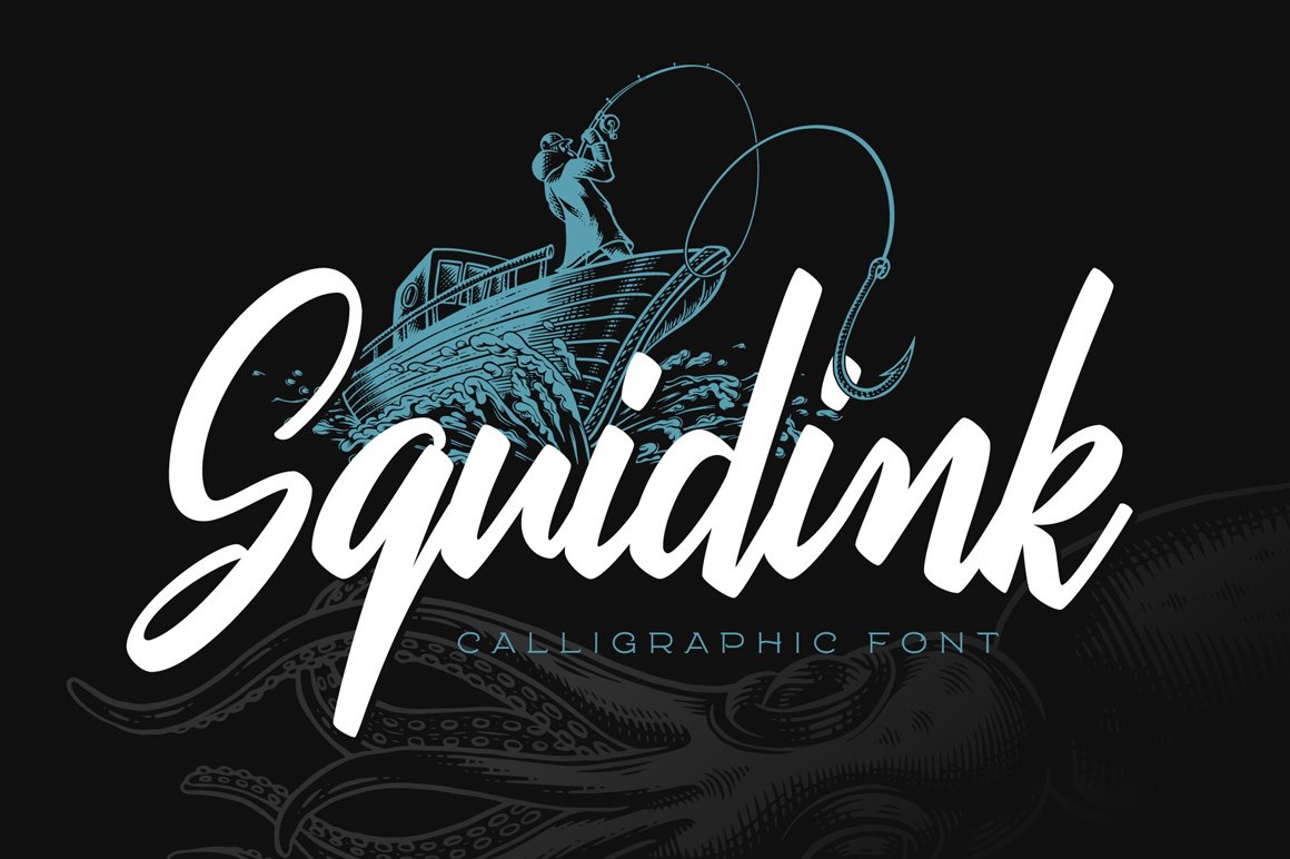 Squidink Script Font with Illustrations