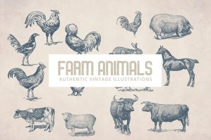 55 Vintage Farm Animals
