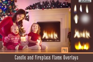Candle and Fireplace Flame Overlays