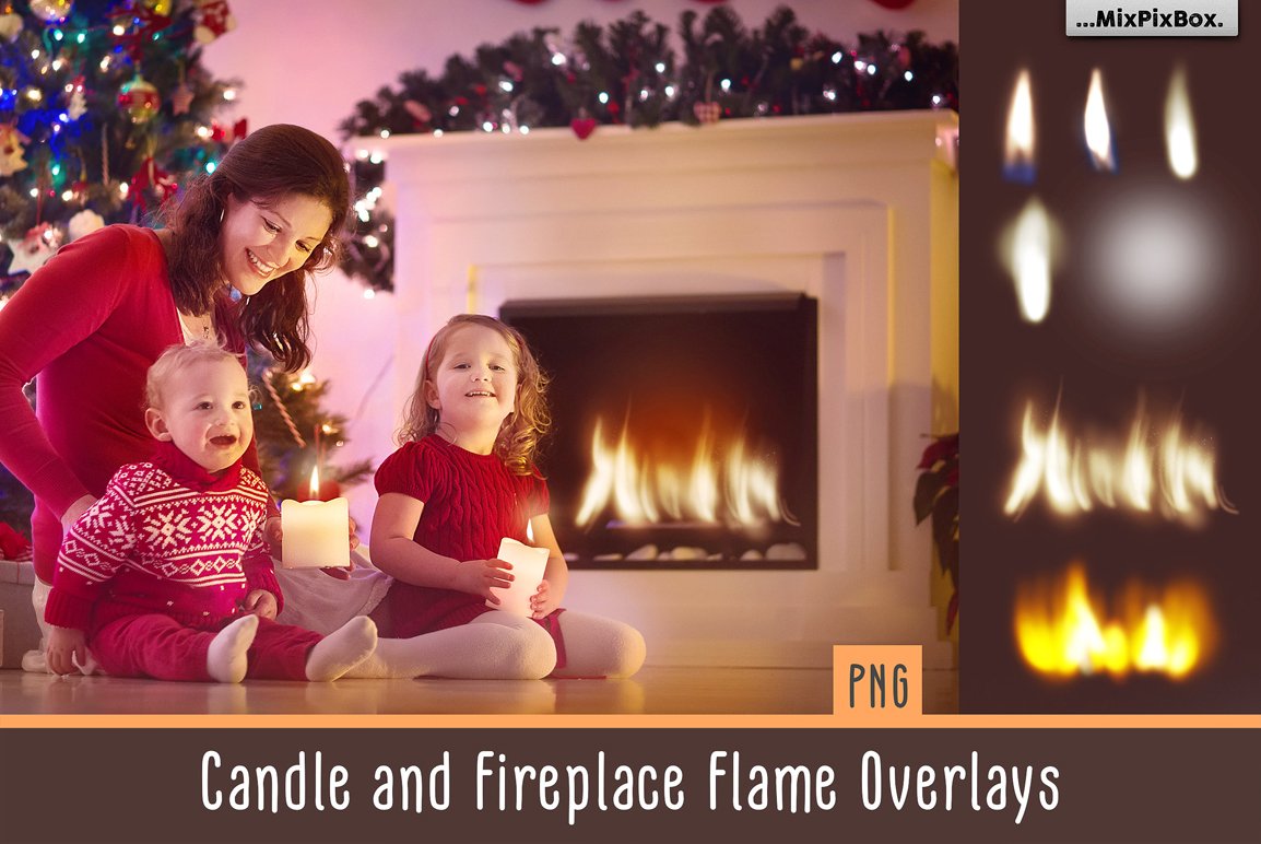 Candle and Fireplace Flame Overlays