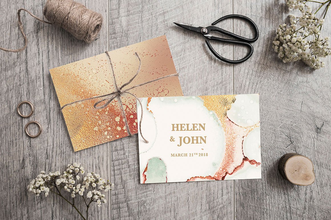 Gold Ink and Watercolor Foil Textures