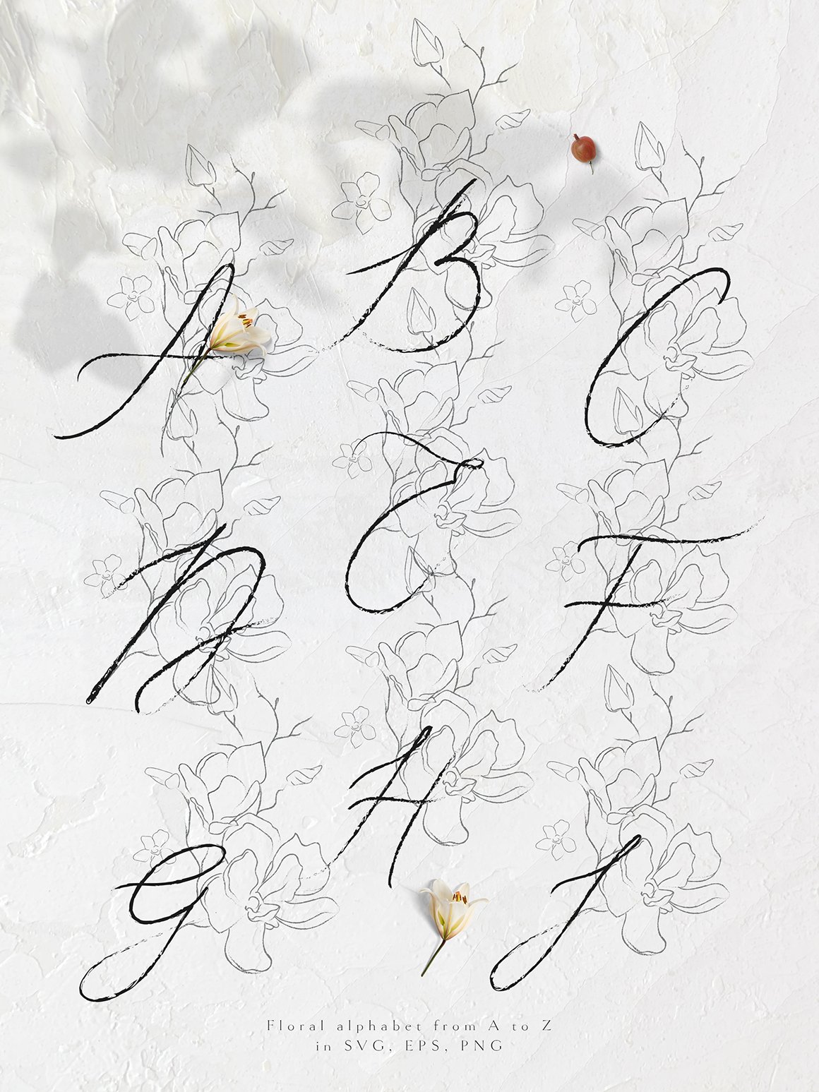 Handwritten Flowered Letters Monograms, Logo
