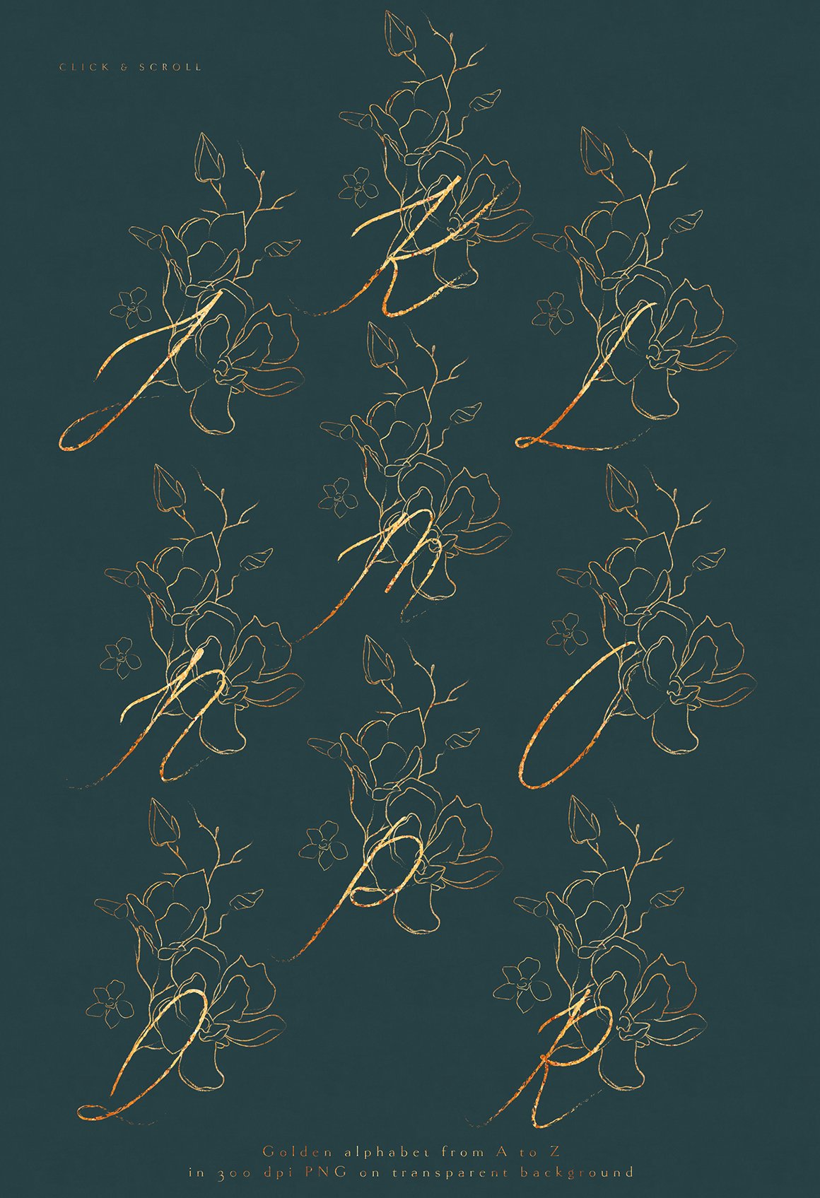 Handwritten Flowered Letters Monograms, Logo