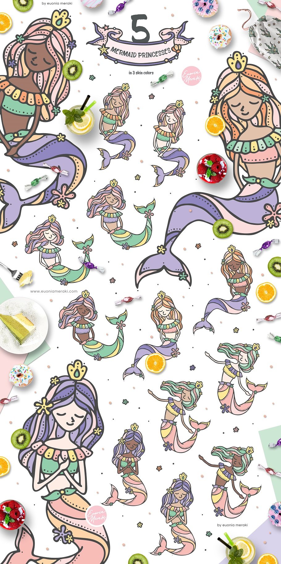 Mermaid Princess - Cute Summer Girl Graphic Set