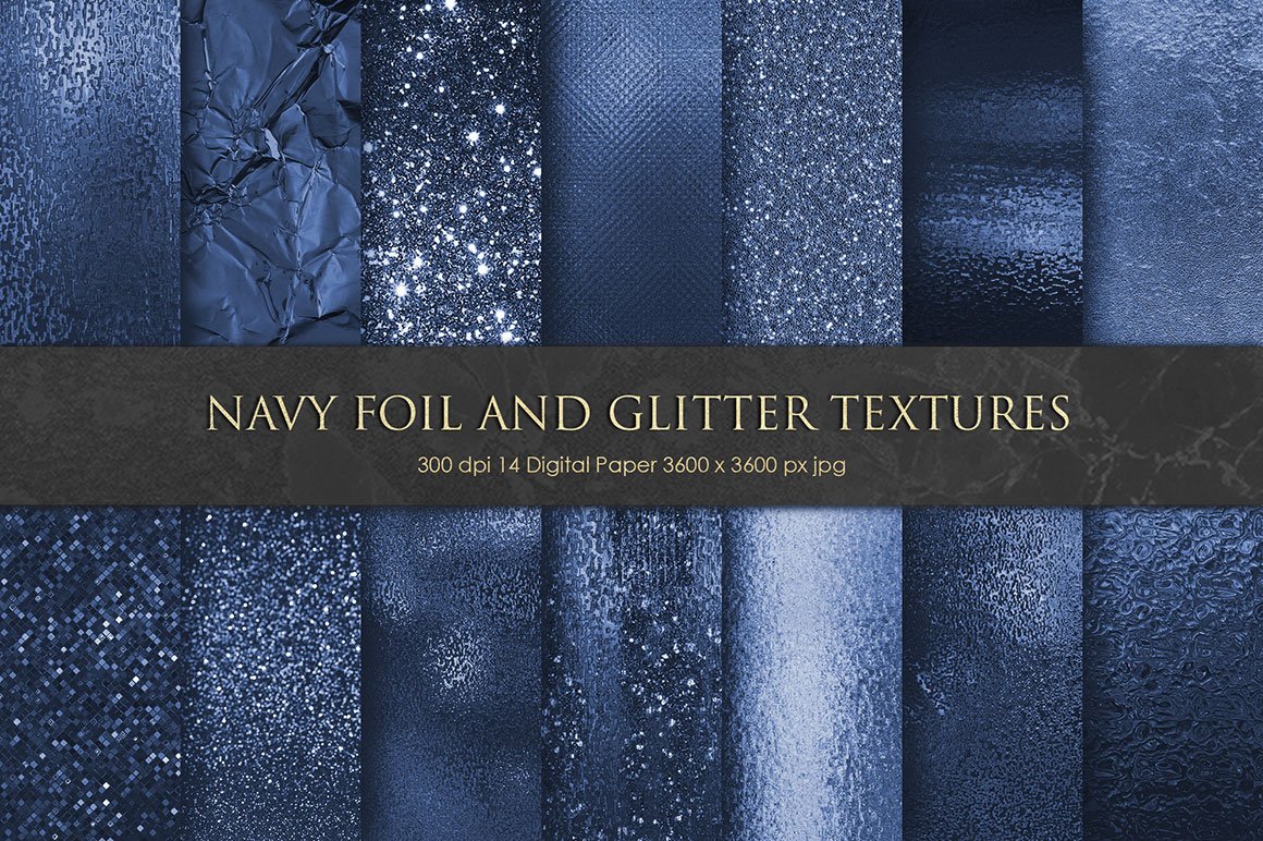 Navy Foil and Glitter Textures