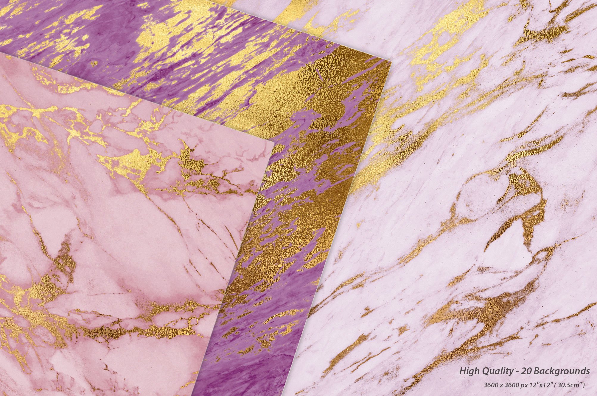 Rose Gold & Purple Marble Textures