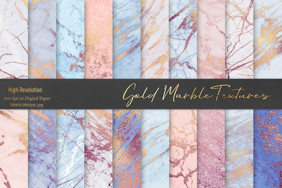 Rose Gold & Blue Marble Textures