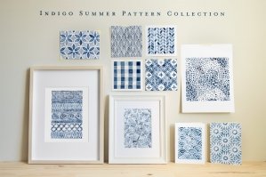 Indigo Summer Watercolor Patterns