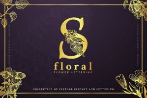 Vintage Floral Graphics and Letters