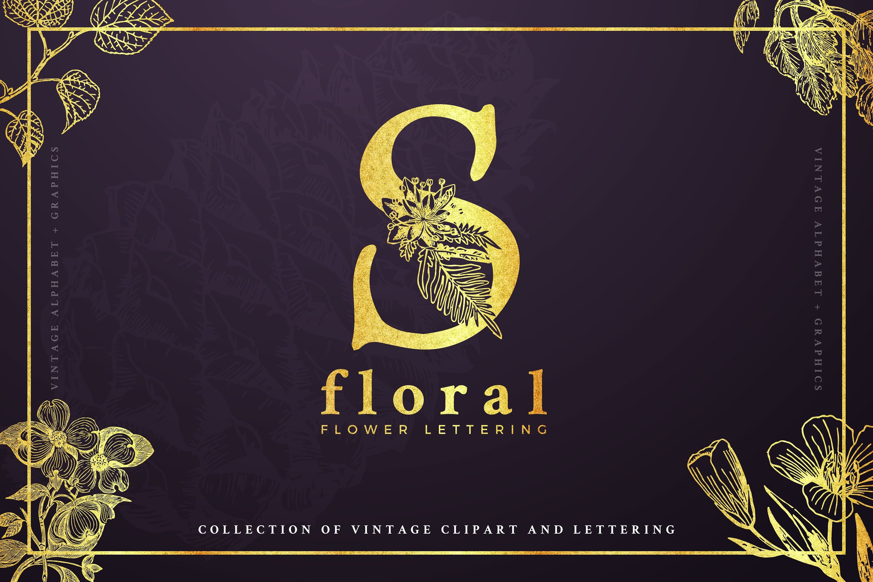 Vintage Floral Graphics and Letters