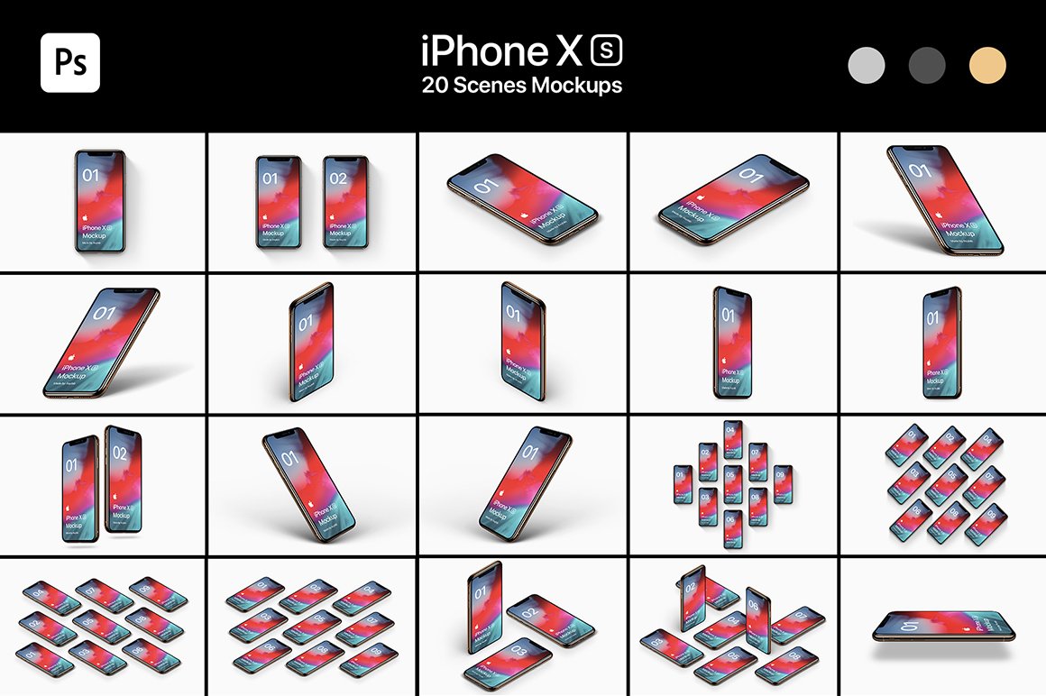 iPhone XS - 20 Mockups Scenes