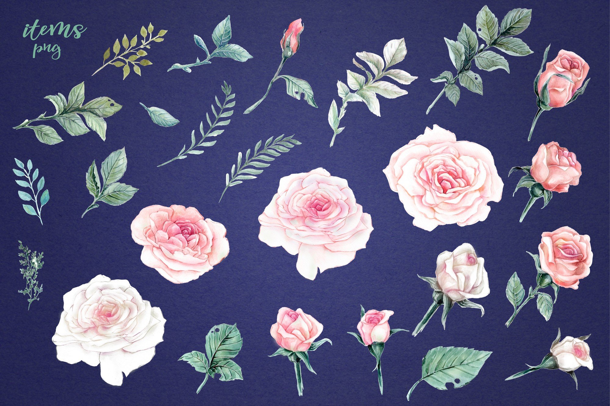 Delicate Roses – Watercolor Clip Art