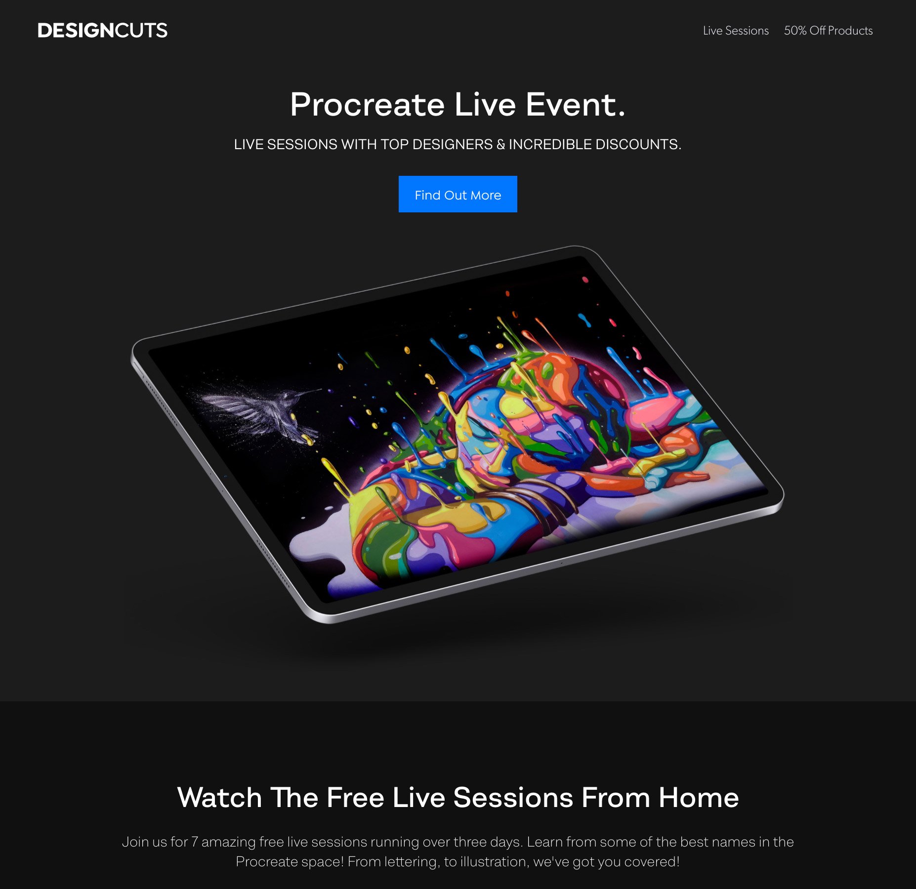 Design Cuts Procreate Live Homepage