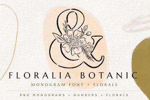 Floralia Botanic Alphabet Font & Illustrations