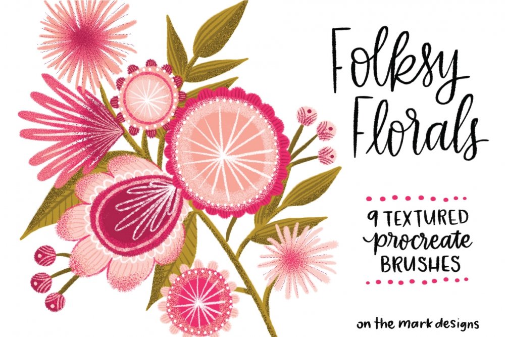 Folksy Florals Textured Procreate Brushes