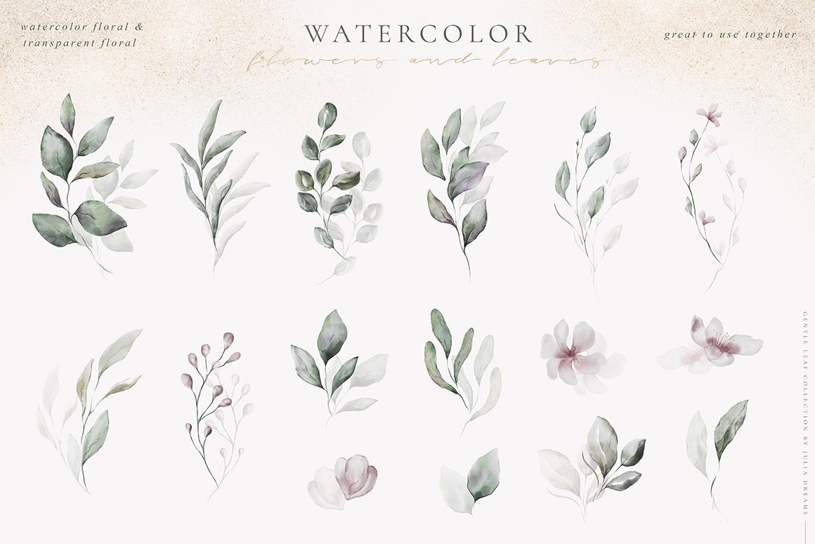 Gentle Leaf Watercolor Collection