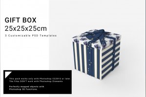 Gift Box 25x25x25cm Mockup Set