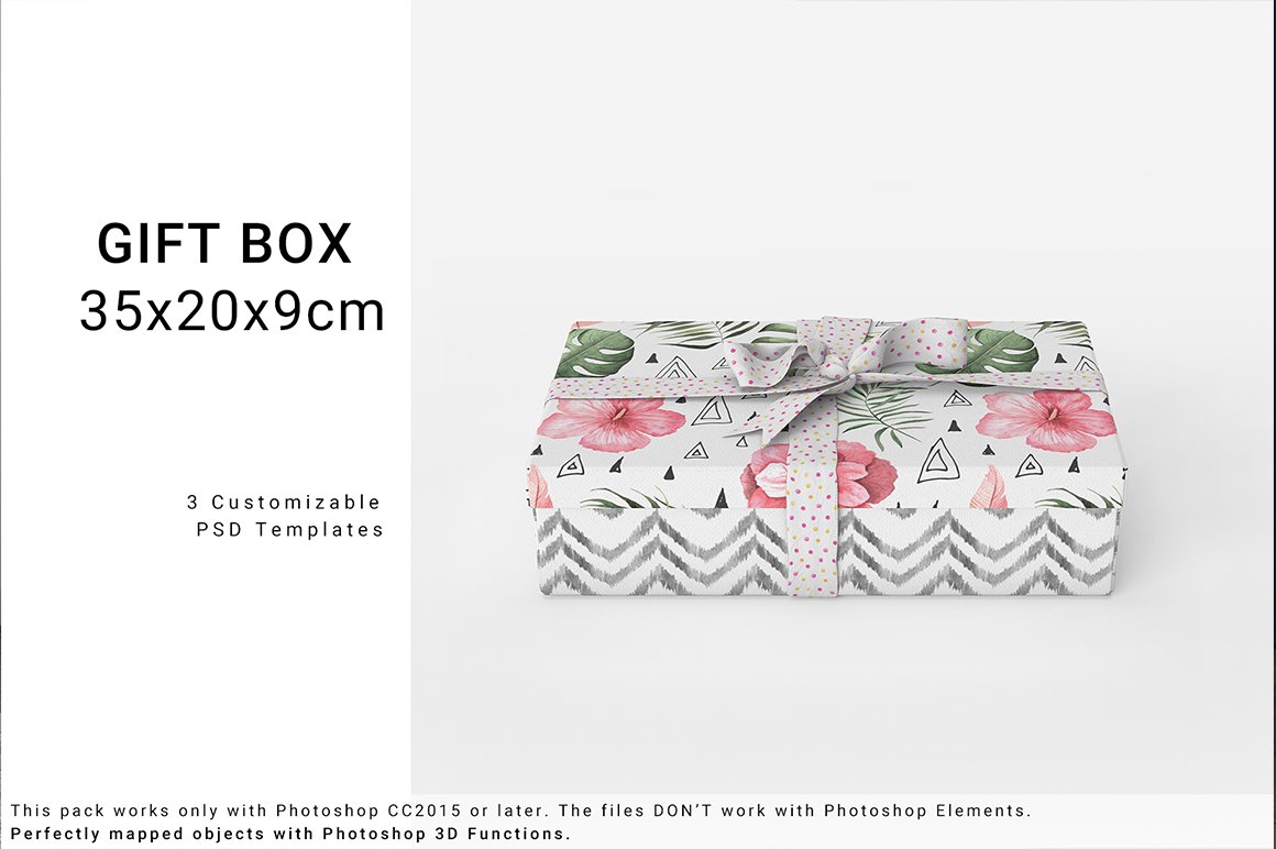 Gift Box 35x20x9cm Mockup Set