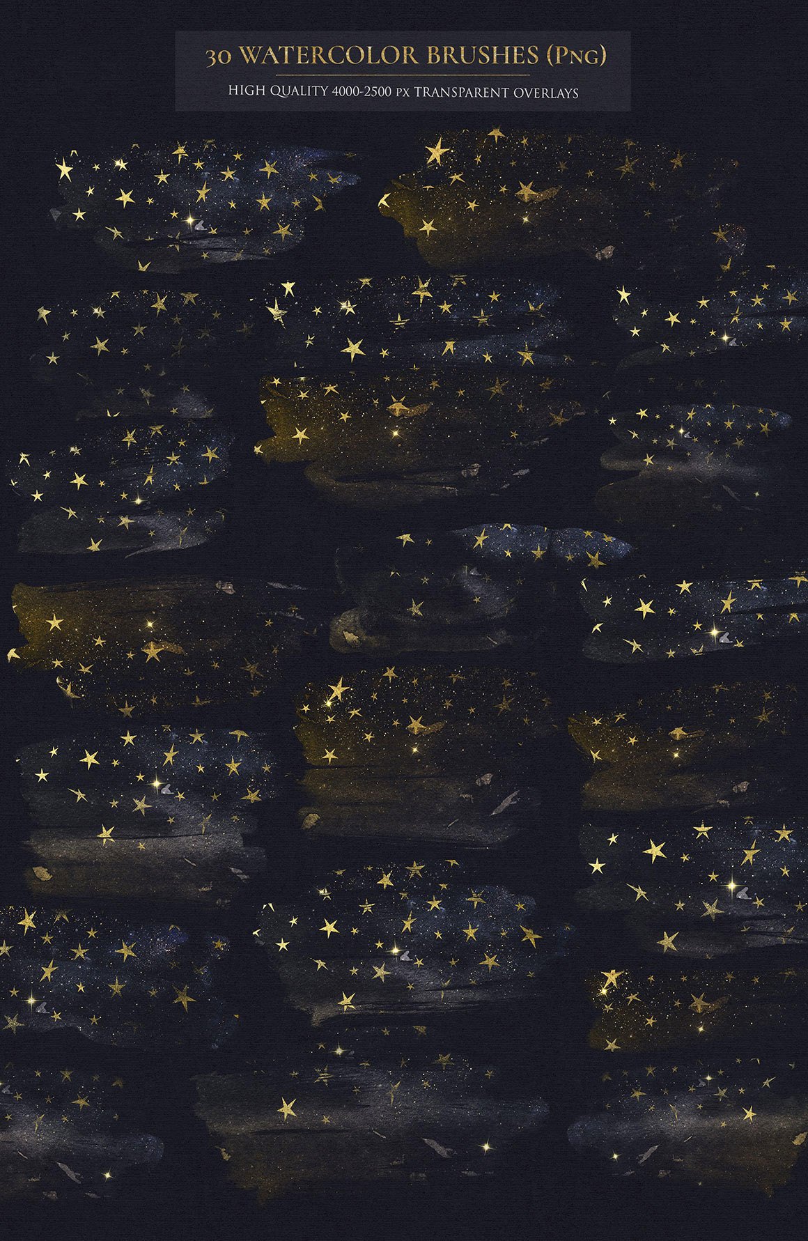 Gold Starry Watercolor Overlays