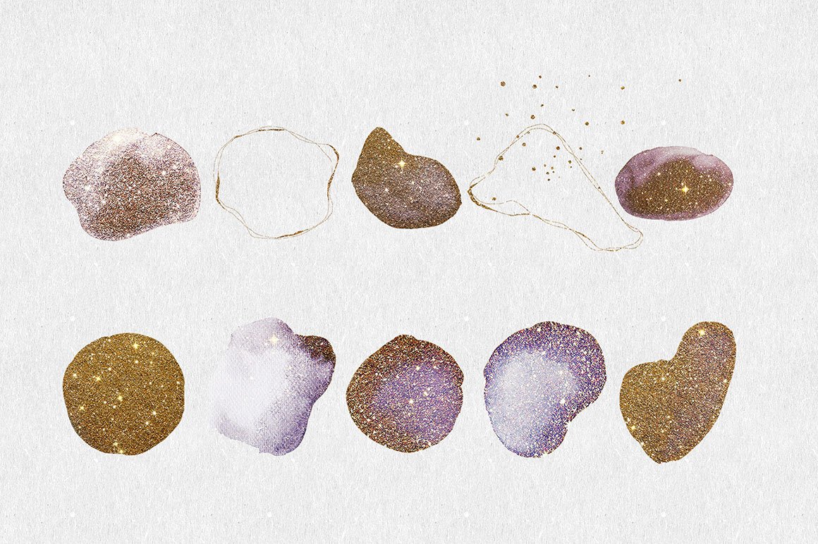 Gold Watercolor Shapes