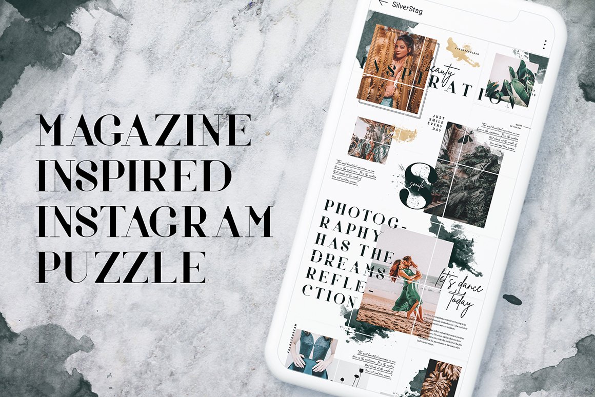 InstaGrid 8 - Instagram Magazine Puzzle Template