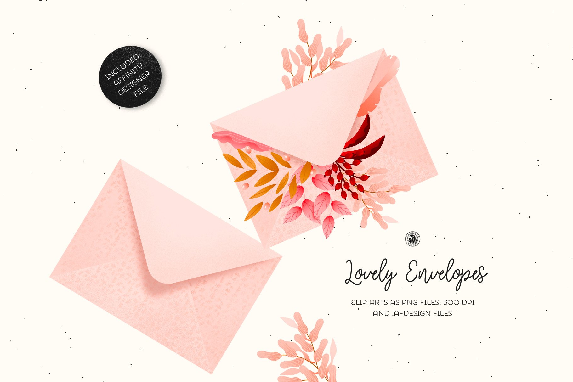 Lovely Envelopes - Pastel Colors and Floral Clipart