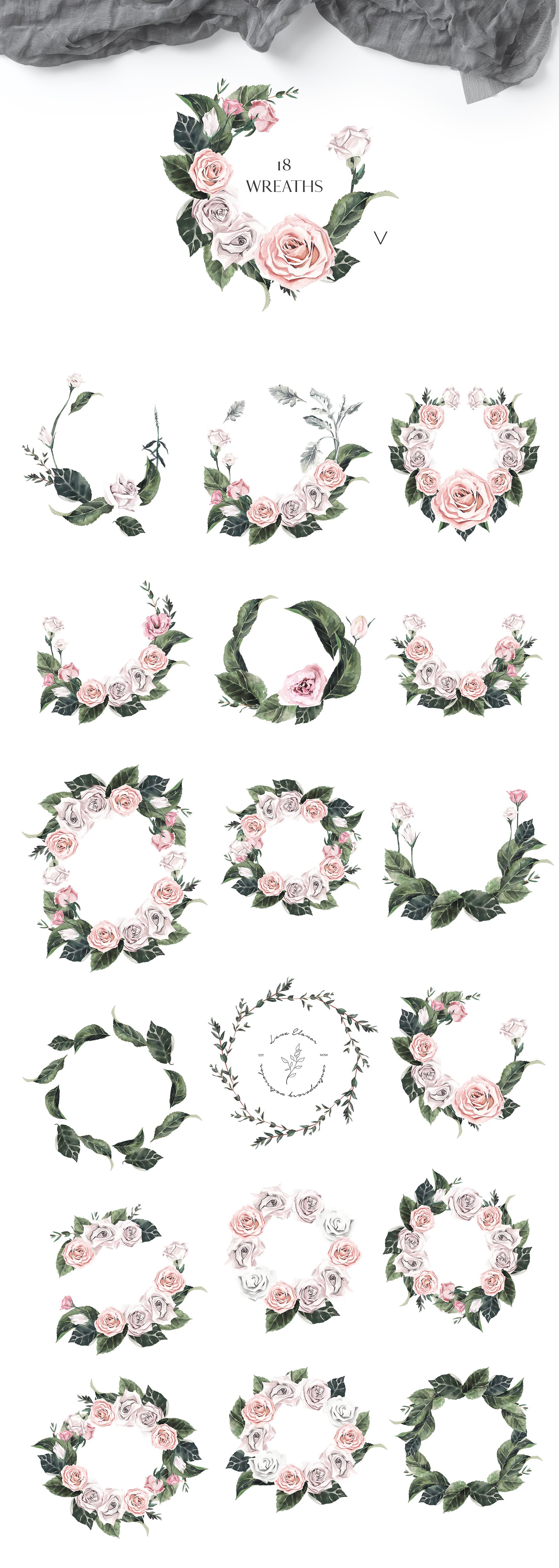 Quinta - Rose Floral Watercolor Collection