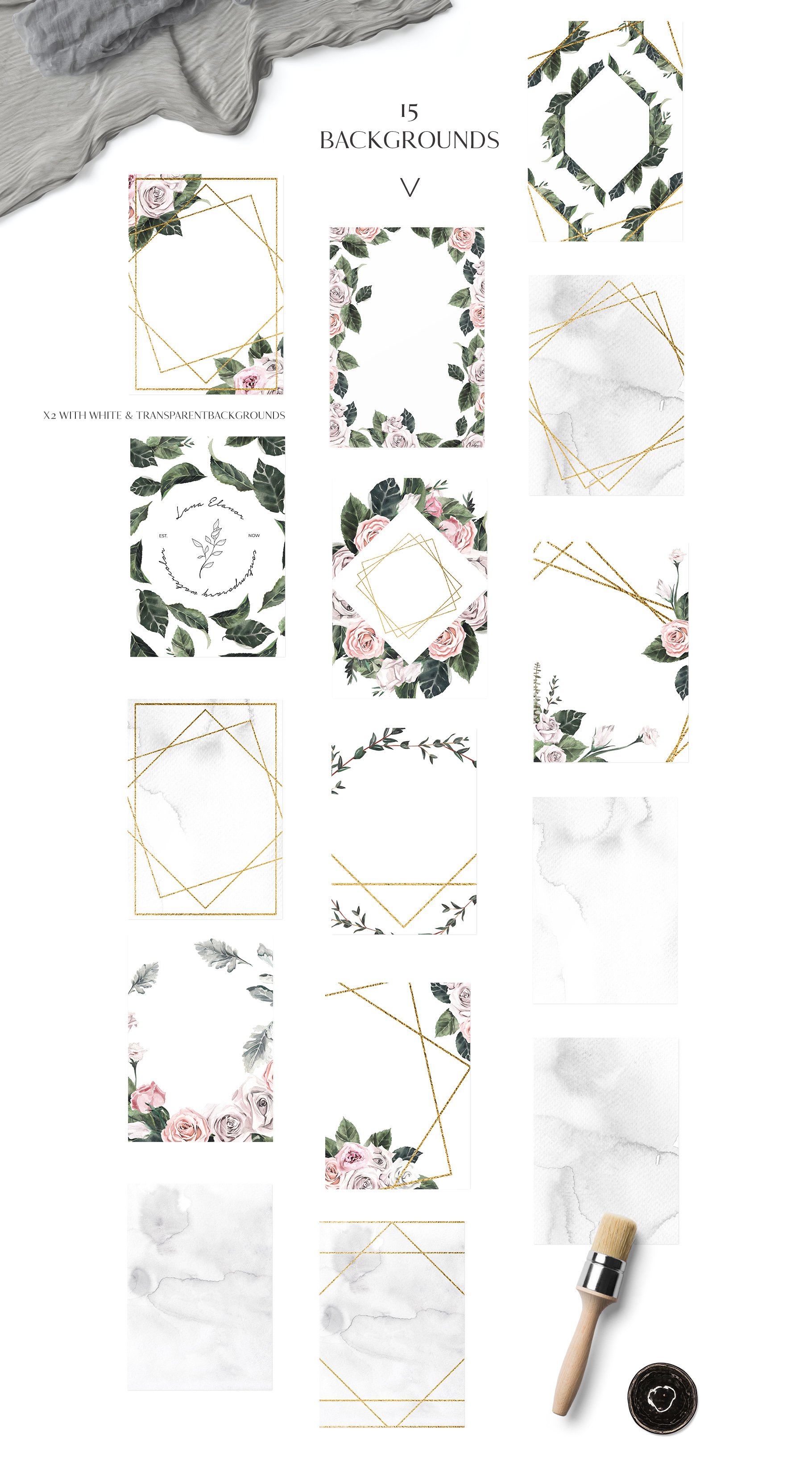 Quinta - Rose Floral Watercolor Collection