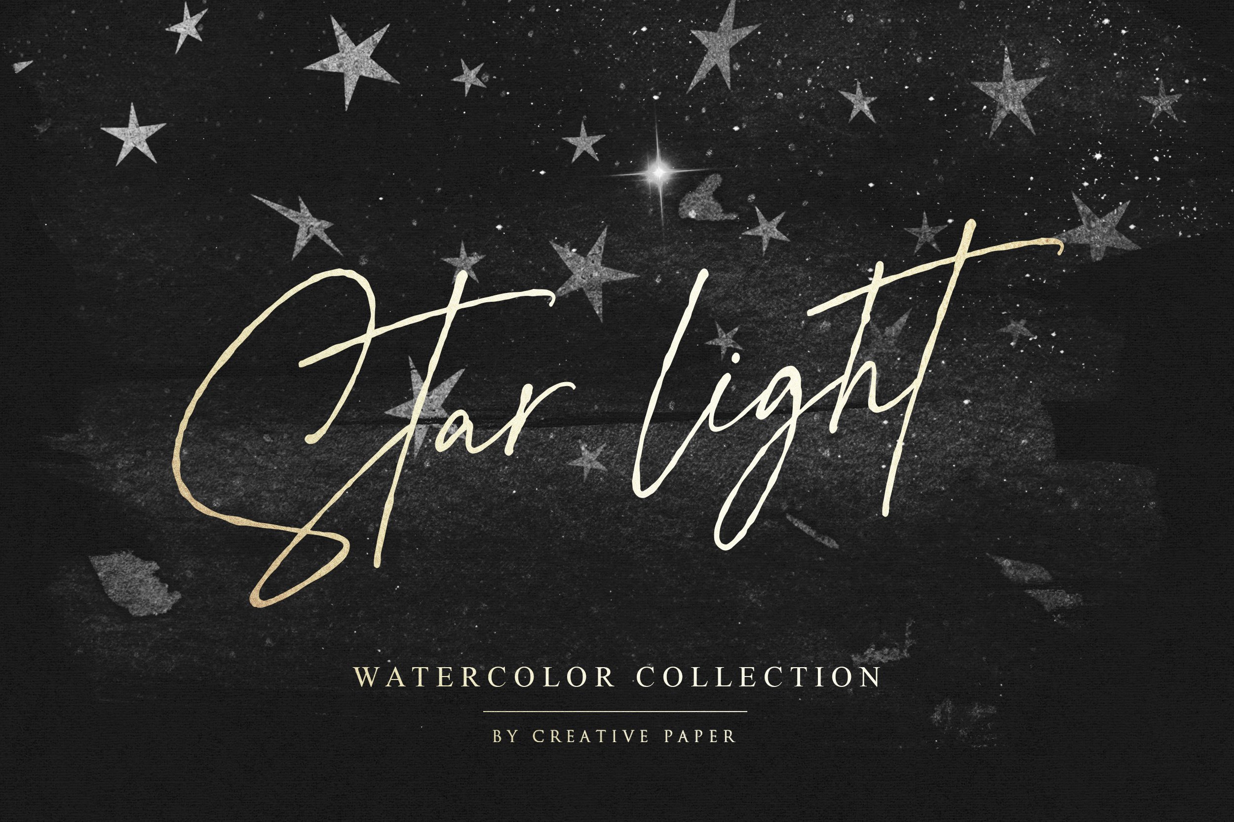 Silver Starry Watercolor Transparent Overlays