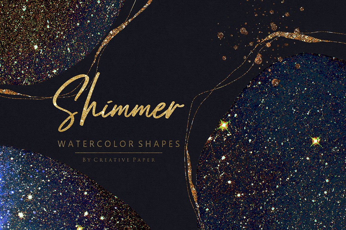 Sky Shimmer Watercolor Shapes