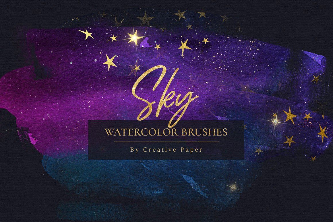 Sky & Stars Watercolor Transparent .PNG Overlays