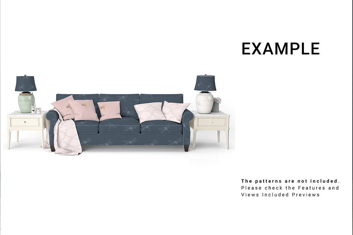 Sofa and Throw Pillows Studio Mockup Set