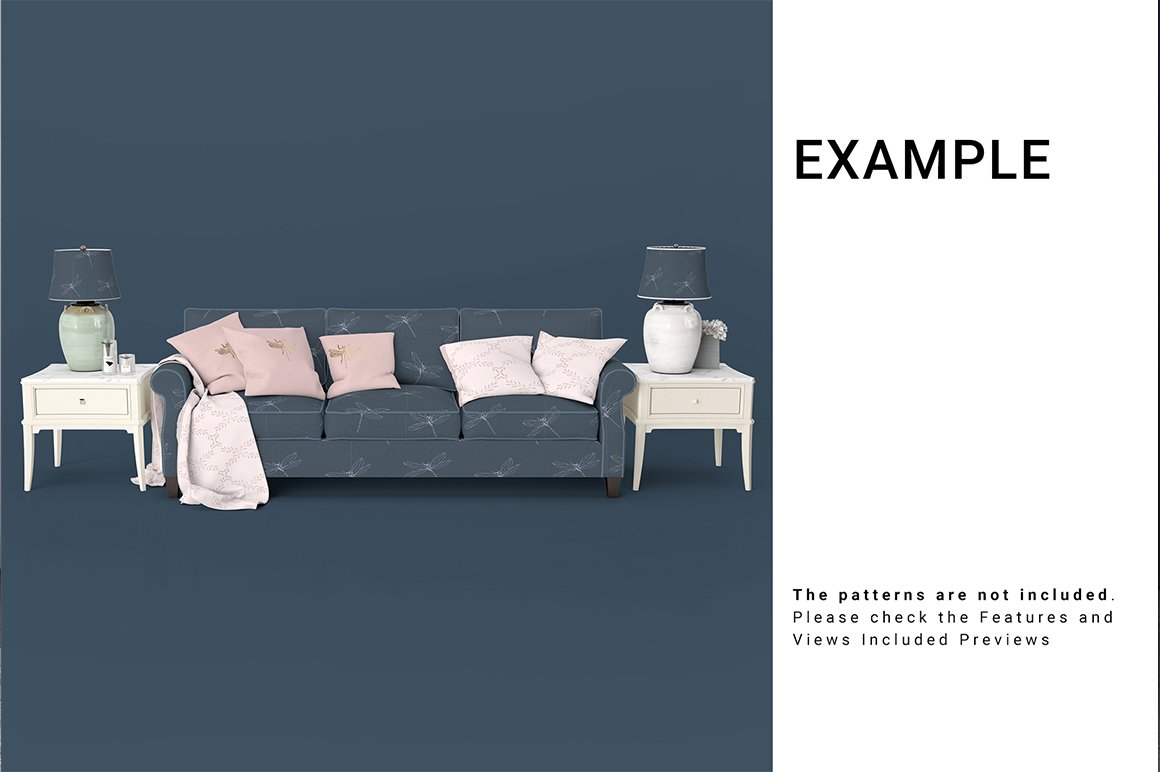 Sofa and Throw Pillows Studio Mockup Set