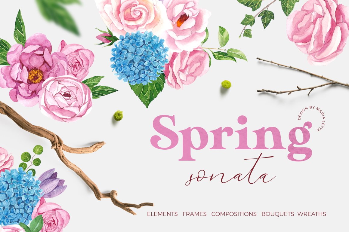 Spring Sonata Watercolor Design Set