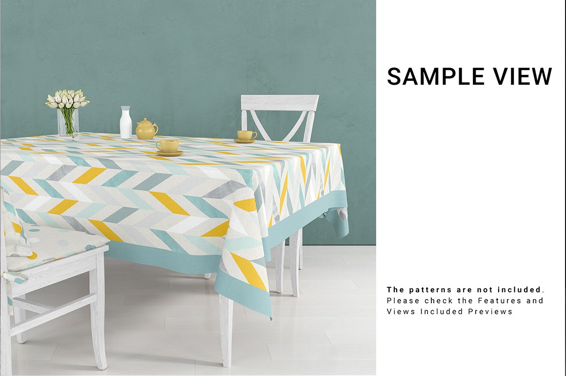 Square Tablecloth & Chair Mockup Set