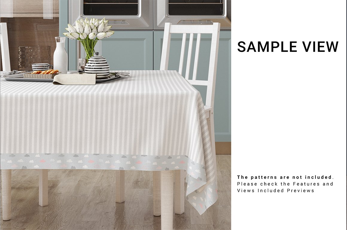 Square Tablecloth in Kitchen Mockup Set