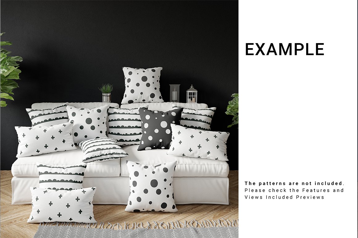 Throw Pillows Lumbar Pillows & Sofa Mockup Set