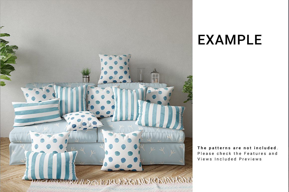Throw Pillows Lumbar Pillows & Sofa Mockup Set