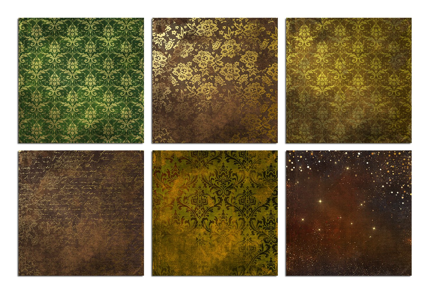 Vintage Gold Damask Patterns Pack