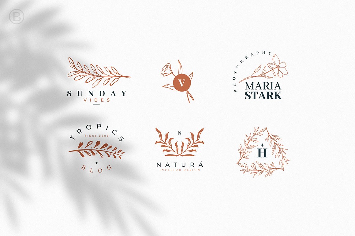 30 Hand Drawn Botanical Logos
